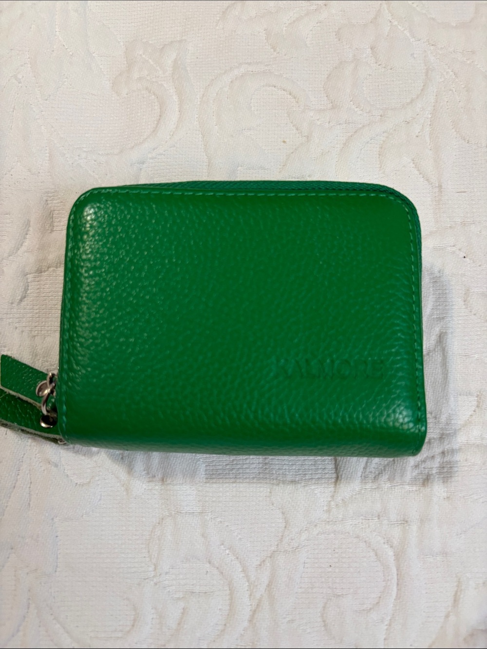 Green Leather Zip Wallet